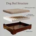 Large Size Elevated Dog Bed, Walnut Finish Raised Dog Bed | Size 37" 28" 7, Supports up to 80 lbs, Removable Washable Cover, Mattress and Frame