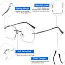 K.LAVER Photochromic Multifocus Progressive Rimless Reading Glasses Men Women Anti Blue Light Transition Multifocal Readers