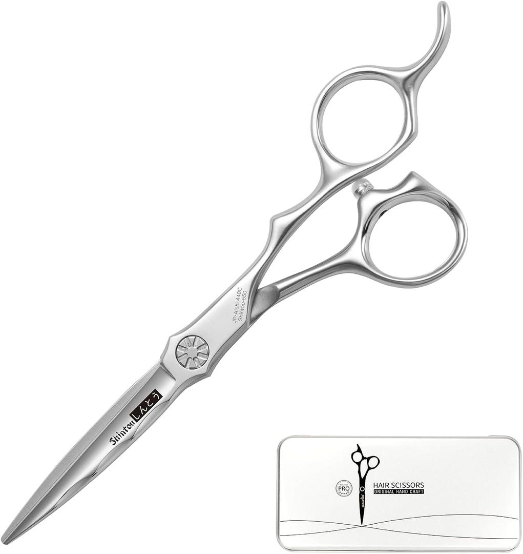 Wet and Dry Cut Professional Hair Cutting Scissors Barber Shears Japanese Aichi SUS440C Stainless Steel Salon Haircut (5.5" Precision Cut)