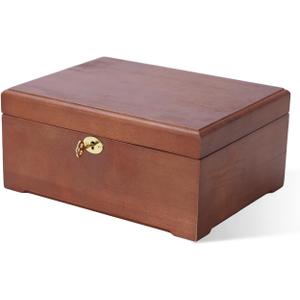 Locked Wooden keepsake box with Hinged Lid, Ash Wood Decorative Keepsake Box with Hinged Lid, Handmade Mortise & Tenon Joints, Durable Wood Box Storage for Jewelry & Valuables