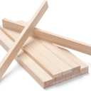 Wood Strips Slats Wooden Dowels for Crafts 3/8"  1"  12", 15 PCS Wood Trim Flat Lumber Boards Square Dowel Rods Wooden Sticks for Crafting, Woodworking, Model Making