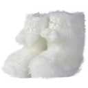 Forfoot Warm Indoor Bootie Slippers for Women Fleece Plush Non Slip Bedroom House Shoes White Boots Slippers Size 9-10