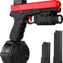 Gel Toy Electric X2 80 Ft,120+ FPS Electric Full Auto Gel Outdoor Games Easter Toy with Drum Magazine and Goggles, Ages 14+ Years,Red