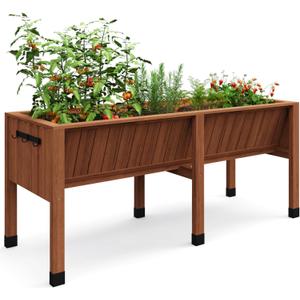 Garvee 6x2x2.5 ft Large Raised Garden Bed (72x26x30 in) - Elevated Wood Planter Box with Storage Hooks & Locking Wheels - 13.7 in Deep Outdoor Grow Box for Vegetables/Herbs w/Non-Woven Liner