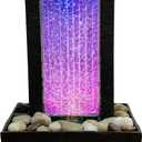 Nature's Mark 10" H Crackled Glass Light Show Tabletop Water Fountain with Natural River Rocks and Color Changing LED Lights (Corded)