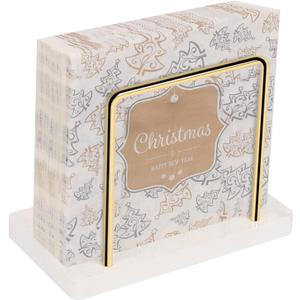 Livabber Napkin Holder, Metal Napkin Storage Modern Freestanding Tissue Paper Dispenser for Table Kitchen Countertop (Marble Base, Gold)