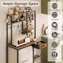 Espelism 6-Tier Mini Fridge Stand with Power Outlet and Drawer, Freestanding Bakers Rack with Storage, Microwave Storage Shelf for Kitchen, Coffee Bar Organizer with Hooks (Rustic Brown)
