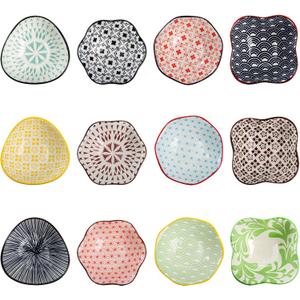 Frcctre Set of 12 Ceramic Dipping Sauce Bowls, 3 Oz Porcelain Pinch Bowls Soy Sauce Dish Set, Small Prep Bowl Condiments Dishes Side Dishes for Sauces Ketchup Appetizer Condiment BBQ, 4 Inches X 1.5 Inches
