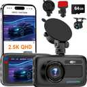 Dash Cam Front and Rear, 2.5K Dual Dash Camera W/ 64GB Card,3" IPS Screen Dash Cam Built-in 5G WiFi, Car Camera with G-Sensor, Loop Recording, Night Vision, 24H Parking Monitor,170Wide Angle