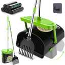 UPSKY Dog Pooper Scooper Swivel Bin & Rake Kit with 100 Waste Bags,33.4" Stainless Steel Long Handle Heavy Duty Pet Poop Shovel for Large Medium Small Dogs, Odor-Proof Lid for Yard/Lawn/Outdoor Use