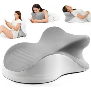Memory Foam Ergonomic Wedge Pillow, Reading Pillow for Bed, Headboard Pillow Support for Back Pain, Acid Reflux & Sitting Up, Ideal for Massage with Removable Cover
