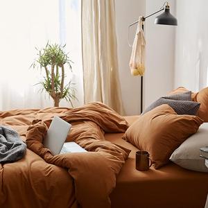 Omelas Burnt Orange Duvet Cover Twin Size Rust Terracotta Caramel Pumpkin Modern Minimalist Style Solid Color Bedding Set Girls 2 Pieces Soft Microfiber Comforter Covers with Zipper Closure for Kids