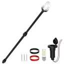 AMBIPASION Stern Light Boat Anchor Light, 26"–48" Telescoping Pole Boat Lights with Base, Marine Navigation Lights for Boats LED, for Pontoon, Fishing, Bass & Jon Boats, 12–24V (Black)
