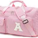 Kids Travel Duffle Bag Dance Bag Gifts for Girls Initial Gym Bag with Shoes Compartment for Women Lightweight Weekender Bags Pink-A