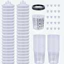 Upgraded Disposable Paint Cup Kit,High-Capacity Mixing Cup System 20 Ounce (600ml) Kit - 50Pack Paint Cups with Lids, Hard Cup with Retainer Ring, 10PCS Plugs, 2 Cup Adapter, Industrial Spray Guns