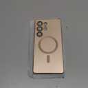 Magnetic for Samsung Galaxy S25 Ultra Case [Compatible with MagSafe][Built-in Camera Lens Protector] Slim Soft Silicone Bumper Shockproof Metallic Luster Phone Shell (Gold)