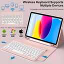 Keyboard Folio Case for iPad A16 11th/10th Generation, Pink-1 | for iPad A16 11" 2025 & 10th Gen 10.9" 2022, Thin & Light, Detachable Wireless Bluetooth Keyboard, Left Side Pencil Holder
