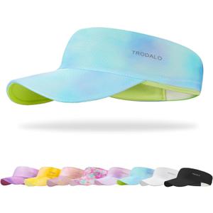 Kids Sun Visor Hats for Girls Boys, Lightweight Cooling Stretchy Visor, Packable Sports Hat for Running, Tennis, Golf