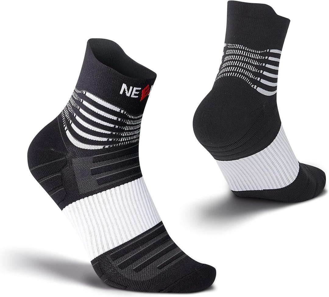 NEENCA Professional Compression Socks, Medical Athletic Ankle Socks for Injury Recovery & Pain Relief, Sports Protection, Circulation 1 Pair, 20-30 mmhg (Small, Black White)