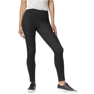 HUE Women's Essential Denim Leggings with Pockets Curvy Fit Pull On Pants, XL