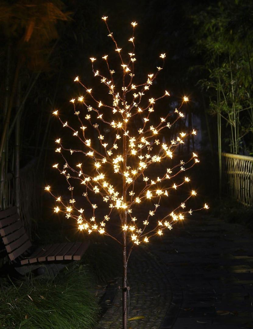 Lightshare 6.5FT 208 LED Cherry Blossom Tree, Lighted Artificial Tree for Decoration Inside and Outside, Home Patio Wedding Festival Christmas Decor (Warm White)