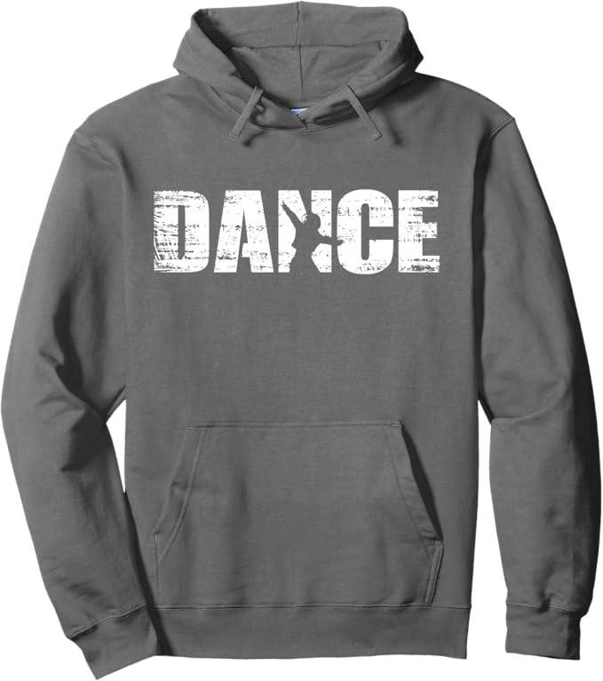 Dance - Distressed Look Dancing For Dancers Pullover Hoodie, Asphalt Grey, Size: Small