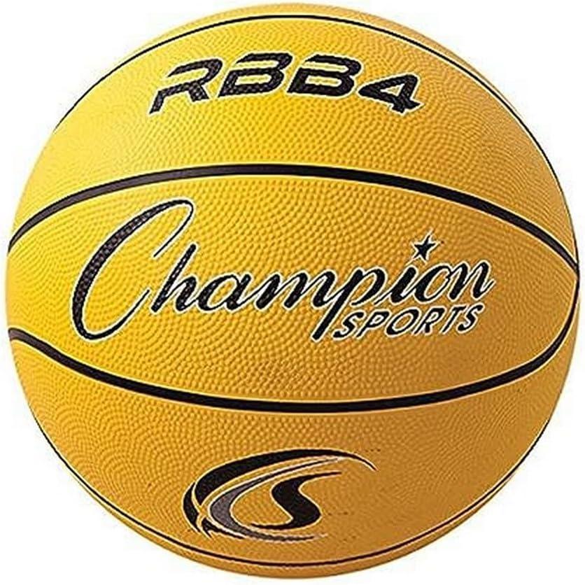 Champion Sports Rubber Basketballs  Durable Indoor & Outdoor Training & Recreational Game Balls, Multiple Sizes & Colors (Yellow)
