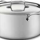 All-Clad D5 5-Ply Brushed Stainless Steel Stockpot 8 Quart Induction Oven Broiler Safe 600F Pots and Pans, Cookware Silver