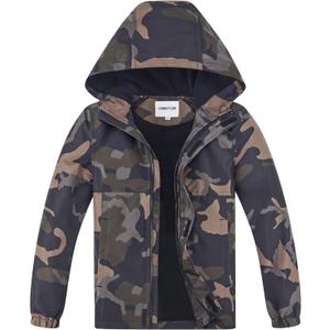 Boys Rain Jackets Lightweight Waterproof Hooded fleece Raincoats Windbreakers for Kids, size 11-12