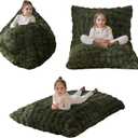 MAXYOYO 3 in 1 Kids Bean Bag Chair Bed, Child Floor Sofa for Gaming, Reading, Convertible Bean Bag Floor Cushion with Machine Washable Cover for Living Room Bedroom, Green, 50"x35"