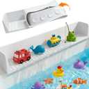 2.62FT Bathtub Splash Guard with Strong Suction Cups, Silicone Toy Tray Caddy Holder Storage for Kids, Water Leak & Splash-Proof, Suitable for Kitchen Sinks and Bathroom bathtubsGrey