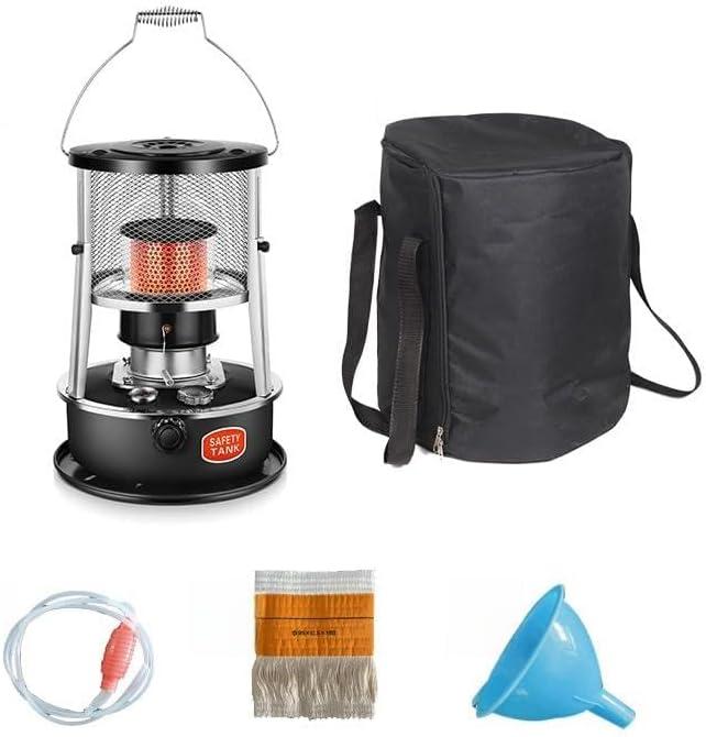 Kerosene Heater - Stainless Steel Portable Stove, Non-Electric Indoor Outdoor With Two Features for Camping, Patio, Garden, Cooking, Winter Heating, 2600W (Black Set)