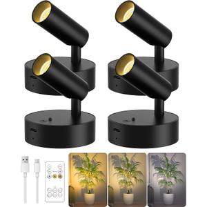 Spotlights Indoor with Remote, 3000Mah Rechargeable Wireless Picture Light, 4 Pack