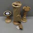 Mela Artisans Wooden Pillar Candle Holders | Willow Design | Set of 3 Mango Wood Candlesticks | Whitewash | Sizes 6" & 9" &12" | Table Decor | Centerpiece | Mantel | Wedding | Living Room Decor