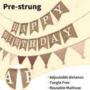 Burlap Happy Birthday Banner with Pennant Banner Flags for Birthdays Decorations, Brown Burlap Happy Birthday Signs Bunting for Men Women Boys Girls kids Neutral Celebration Party Backdrops