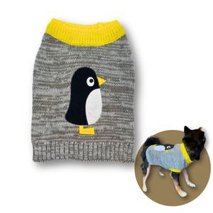 Cute Sweater for Dogs and Cats Soft Flannel Pet Outfit Warm and Cozy Animal Hoodie Small to Large Pet Clothes for Halloween Parties and Everyday Wear (Large, Grey Pinguin)