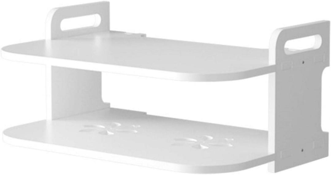 Floating Shelf for TV Components, White Floating TV Stand Wall Mounted Media Console Shelf Mini Storage Box Router Shelf for Home(White)