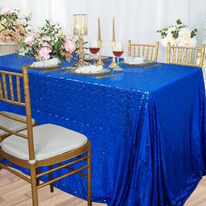 Partisout Tablecloth 90x132 Rectangle Sequin Tablecloth Table Cloths Disposable Rustic Party Table Cover Circle Tablecloth Glitter for Birthday Party Halloween Christmas Royal Blue