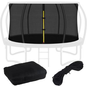 Top Ring Trampoline Enclosure Net Replacement-for 8 Curved Poles Top Ring System, Round Safety Net Only, Trampoline Accessories with Protection Buckles Adjustable Straps Zipper (10FT Frame)