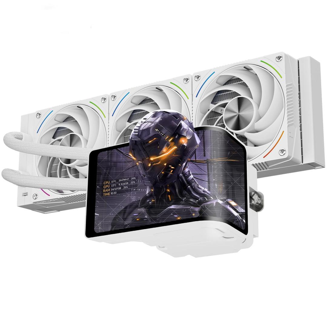 Thermalright Wonder Vision 360 Turbo ARGB White CPU Liquid Cooler,for AM5/Intel LGA1851/1700,6.67’’ 3D Curved Screen with 2400x1080 Resolutions,Magnetic Panel Screen,360mm Aio