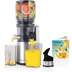 Cold Press Juicer, Upgraded AC Motor Masticating Juicer, Food-Grade Stainless Steel Auger, BPA-FREE Slow Juicing Extractor Machine with Easy Clean 5.8" Feeding Chute for Whole Vegs and Fruits