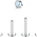 16G Internally Thread Labret Stainless Steel Lip Ring Studs Opal Monroe Lip Tragus Cartilage Helix Earring Ring 6/8/10/12mm Body Piercing Jewelry