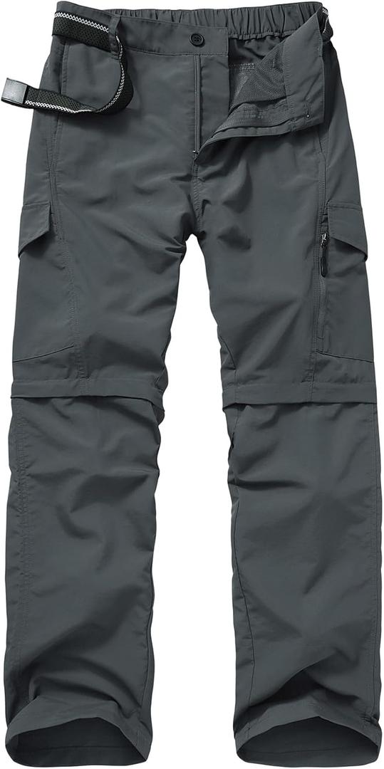 Mens Hiking Pants Quick Dry Lightweight Fishing Convertible Zip Off Safari Trousers (32, 608 Dark Grey)