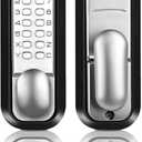 Mechanical keyless Entry Door Lock, 14 Digital Keypad, Weatherproof Deadbolt with Handle, Security Outdoor Lock Without Electronic, Easy Installation, for Home, Yard-gate, Office, Chrome