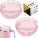 40 OZ Tumbler Lid Replacement Fit for Stanley Cup, 2 Pack Clear Replacement Lids Fit for Stanley Travel Tumbler, Spill Proof Tumbler Covers for Stanley Cup Accessories(Pink)