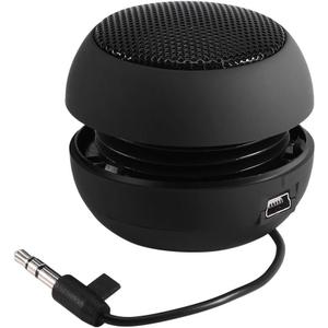 ASHATA Portable Mini Speaker 3.5mm, Retractable, Black, 180mAh Battery, 5W, Mono, 2.2 Channel, 3.5mm Aux, USB, 1.5Hrs Playtime, Compatible with iPod, MP3, MP4, MP5, Smartphone, Desktop, Laptop