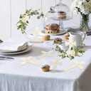 24 Pcs Baptism Centerpiece Decoration for Tables First Communion 12 Standing Wood Crosses for Craft 12 Metal Floral Hoop Centerpiece with Stand for Party Wedding Home Decor