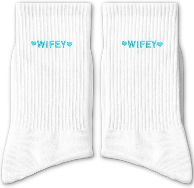 Cute Bride Socks - White Embroidery Wedding Socks For Women Engagement, One Size