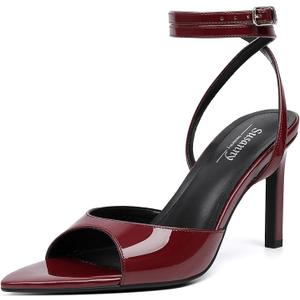 Susanny High Heels for Women Pointed Open Toe Strappy Chunky Block Heels Ankle Strap Stiletto Kitten Heeled Sandals Wedding Bridal Party Prom Sexy Dress Shoes 8.5