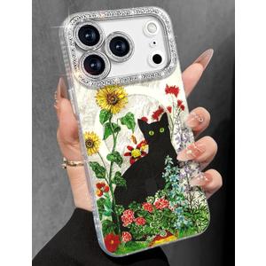 Toycamp for iPhone 17 Pro Max Case - Compatible with Magsafe Women Girls Aesthetic Cute Girly Kawaii Black Cat Unique Design Bling Lens Protector Magenetic Funda for Apple 17 Promax Phone Cover